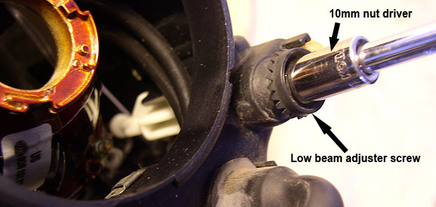 Low beam adjuster screw