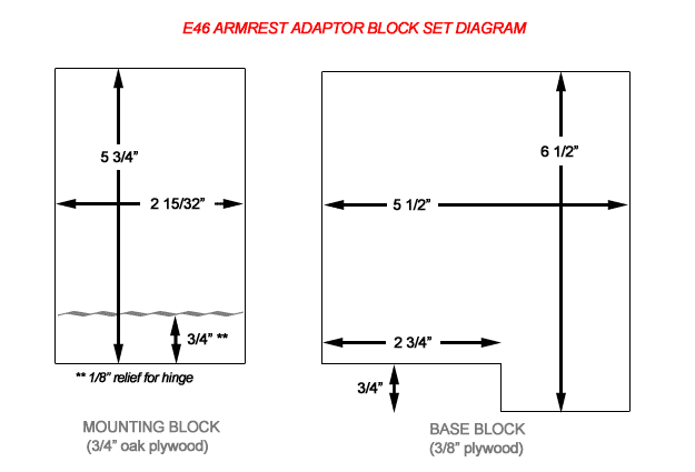 E46 Armrest Adaptor Block Set Diagram