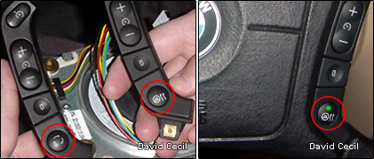 Heated steering wheel buttons